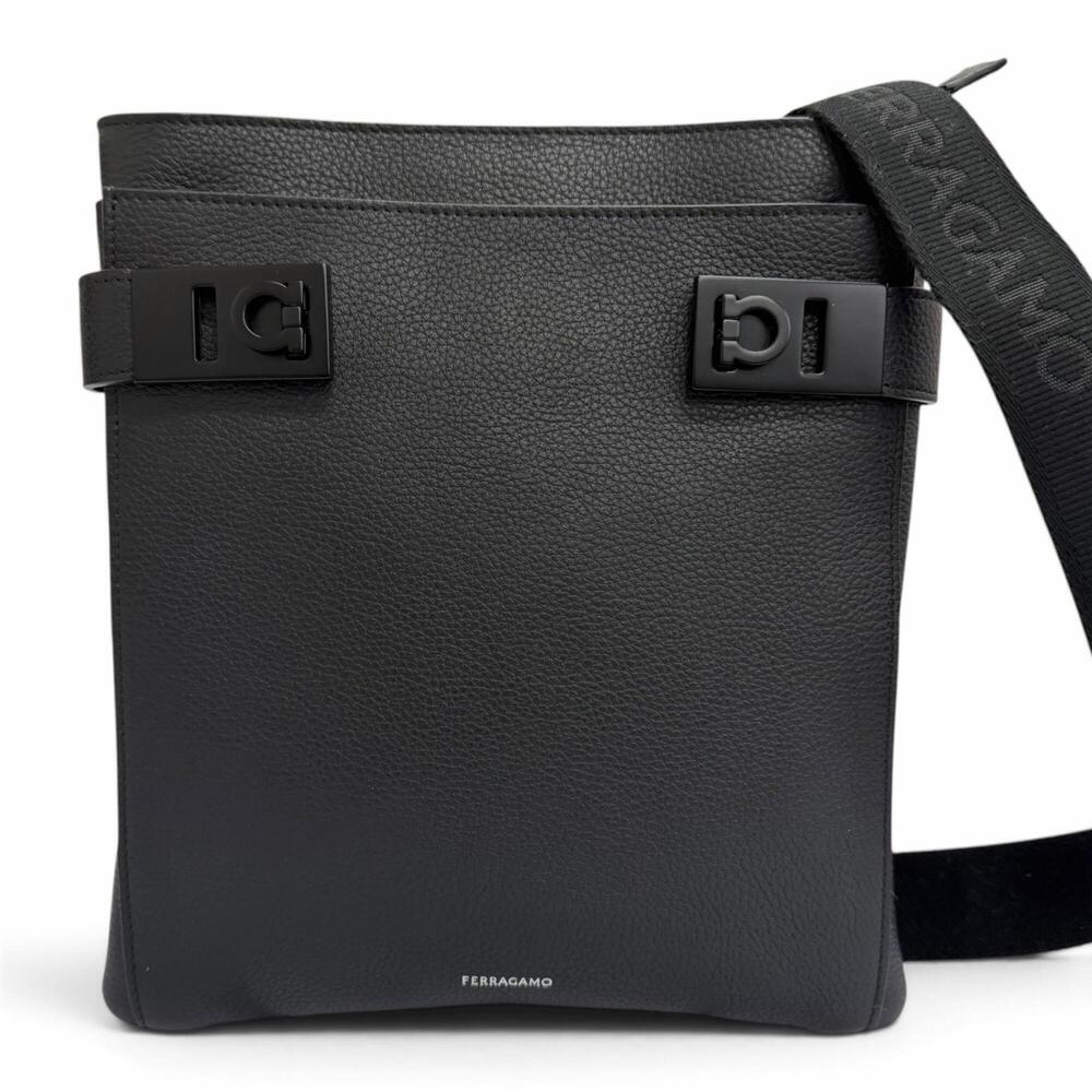 Salvatore Ferragamo FERRAGAMO 241624 Leather Gancini Hardware Crossbody Bag S...